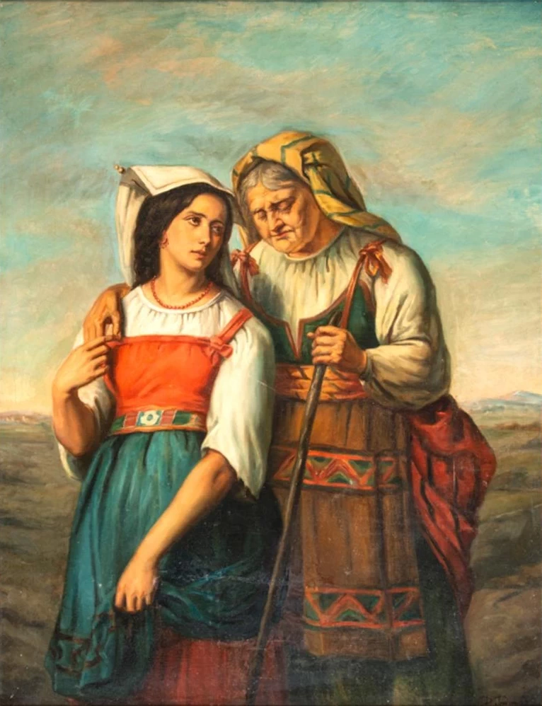Vecchia paesana e sua figlia - attribuito